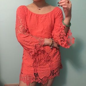 Coral bell bottom sleeve blouse